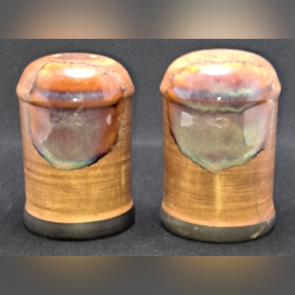 Sango Splash #4951 Salt & Pepper Shakers 3.75"H Brown Drip Glaze Discontinued - Picture 2 of 7
